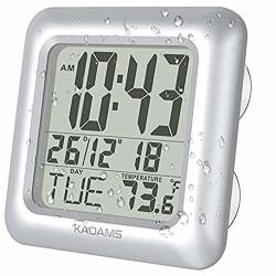 Ybzs Oral Thermometer Digital Bathroom Shower Clock Waterproof Spray Thermometer Moisture Proof Calendar Date Month Suction Cup Table Wall Clock