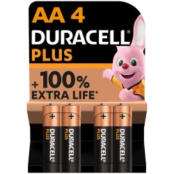 Duracell Plus Aa Alkaline Batteries 4 Pack New with Extra Life