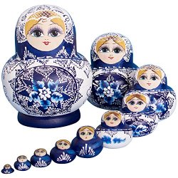 Yakelus 10PCS Russian Nesting Dolls Matryoshka HANDMADE1070