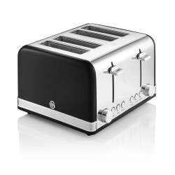 Swan 4 Slice Retro Toaster - Black