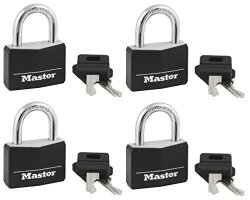 Master Lock 141D Solid Aluminum Padlock Black Cover 1-9 16-INCH 7 8-INCH Shackle 4-PACK