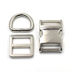 5 Sets Buckles Hook Clip 3 4" 19MM D Dee Ring Side Release Adjustor Triglides Dog Collar