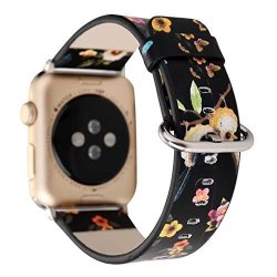 Designer Canvas And Leather Apple Watch Replacement Band For Women By Pantheon For The 38MM Or 42MM Fits Apple Iwatch 3 2 1 And Nike Edition