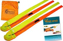 Snake Pro Fabric Poi - Long Tail Practice Poi Uv Yellow orange + Kid Poi DVD + Travel Bag. Spinning Poi Set By Flames N Games.