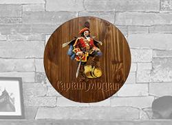 Tba Round Wood Wall Art Captain Morgan Rum Pirate Bar Sign Home D Cor Classic Walnut 18 Inch Wall Decor