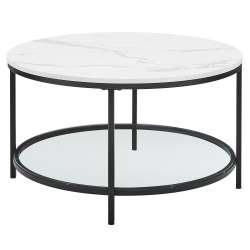 Bragg Seattle Round Two-tier Marble Look And Glass Coffee Table