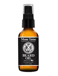 Mane Tame Beard Oil - Freshly Showered Scent Women Love - No Fuss Pump 2OZ Bottle - Organic Oils Softens Your Beard And Stops