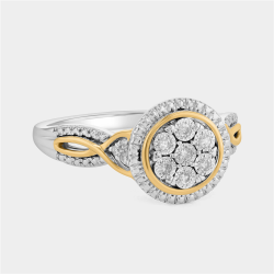 Yellow Gold & Sterling Silver Lab Grown Diamond Round Infinity Ring