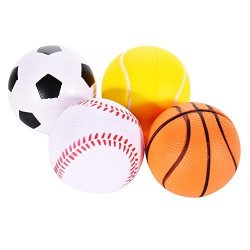 4PCS Soft Pu MINI Sports Balls Stress Noverty Toy Balls Basketball Football Tennis Golf 3.5 Inch