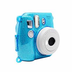 Instax MINI 9 Case Instax Case Instax MINI 8 Case With Adjustable Strap Compatible Fujifilm Instax MINI 8 MINI 8+ MINI 9 Instant Camera Glitter Blue Tile