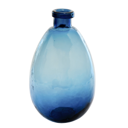 Oval Dark Blue Bottle Vase