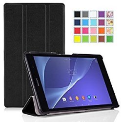 Moko Sony Xperia Z3 Tablet Compact Case - Ultra Slim Lightweight Smart-shell Stand Cover Black
