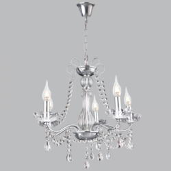 Bright Star Lighting - 5 Light Polished Chrome Chandelier With Crystals