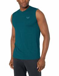 Amazon Brand - Peak Velocity Men's Vxe Sleeveless Quick-dry Athletic-fit Muscle Tank Top Reflection Green Heather Large