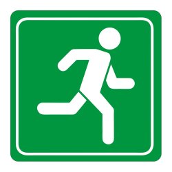 Green Man Running Symbolic Sign - Printed On White Acp 150 X 150MM