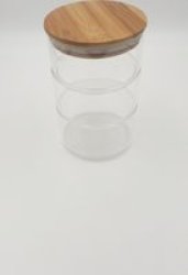 @home Stackable Glass Jar Set With Wooden Lid 3 Layer 6CM