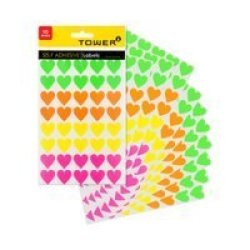 Heart Stickers - Fluorescent Mix 400 Stickers - 10 Sheets