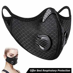 Omnfas Dust Mask Dustproof Safety Breathing Mask Respirator Activated Carbon Dustproof Mask For Exhaust Gas Anti Pollen Allergy Running Cycling Outdoor Activities