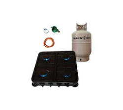 Safy Black 4 Plate Gas Stove With Fittings & Gas Cylinder - 7KG