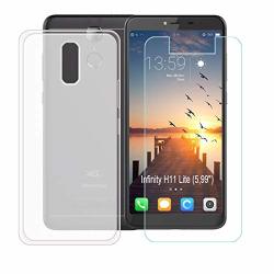 Yzkj Case For Hisense F24 Infinity H11 Lite Cover + Screen Protector Tempered Glass Protective Film - Flexible Soft Gel Crystal Translucent Tpu Silicone