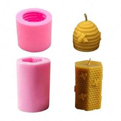  Fewo 2 Pack 3D Rose Candle Molds Cylinder and Sphere