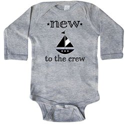 Inktastic New To The Crew Long Sleeve Creeper 6 Months Heather Grey 2DD4A