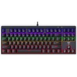 Corvette Rainbow Colour Lighting 150CM Cable 10-KEYLESS Short Body Design Blue Switch Mechanical Gaming Keyboard Black