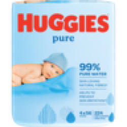 Huggies Pure Baby Wipes 4 X 56 Pack
