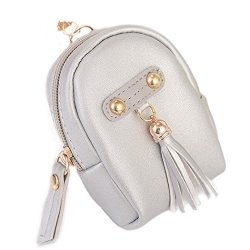 Raylans MINI Coin Purse Keychain Bag Charm Pendant Car Key Ring Silver Grey
