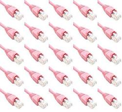 Ultra Spec Cables Pack Of 250 - Pink 1FT CAT6 Ethernet Network Cable Lan Internet Patch Cord RJ45 Gigabit