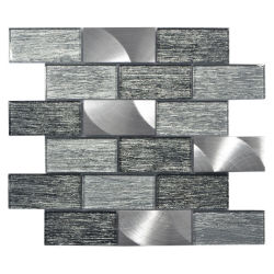 Mosaic Tile - Glass Metro Grey Graphite 300X300 Per Sheet