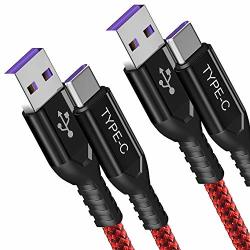 Cooya Huawei 5A Supercharge USB C Charger Cable 6.6FT-2PACK Super Fast Charging Type C Cable Super Charger Usb-c Braided Cord For Huawei Mate 10 Pro