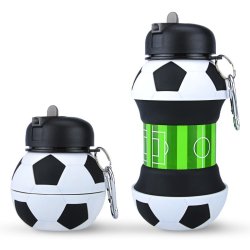 Kids Collapsible Silicone Water Bottle - Soccer Ball