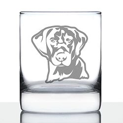 Black Lab Face - Whiskey Rocks Glass For Men & Women - Labrador Retriever Gifts - Fun Whisky Drinking Tumbler Decor