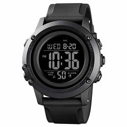 Men's Digital Sports Watch Large Face Militray Electronic Waterproof Wrist Watch For Men With Stopwatch Alarm LED Back Light