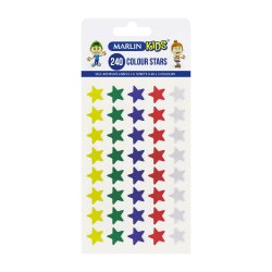 Marlin Self Adhesive Labels - 240 X 5 Colour Stars Gold Silver Red Blue Green Pack Of 10