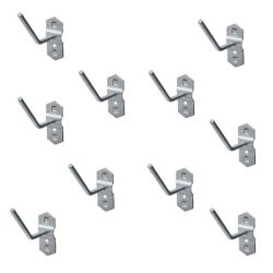 Steel Pegboard Accessories - 10 Pcs Angled Hooks