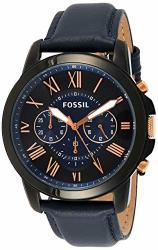 Fossil Men's Grant Quartz Leather Chronograph Watch Color: Blue Black Model: FS5061IE