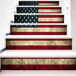 Lyperkin Art Decor Cute 3D Christmas Dream American Flag Pattern Stair Riser Decal Staircase Stickers Mural Decal For Home Christmas Decoration LXW=100X18CM 39.3X7.0 Inch