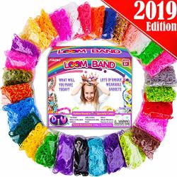 Funzbo Rainbow Rubber Band Loom Refill Kit - 3 In 1 Super Colorful Rubber Loom Bands For Bracelet Hair Band Diy Arts And Crafts