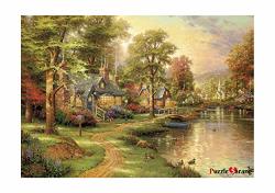 Puzzlelife Hometown Lake 1000 Piece - Large Format Jigsaw Puzzle. Can Be Enjoyed Puzzle Game By All Generation. Beautiful Decoration Pleasant Play. Free Bonus Poster