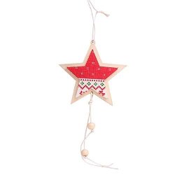 Nstcher Christmas Decoration Wooden Five-pointed Star Pendant