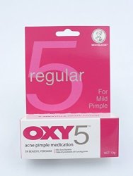 Oxy 5 Regular Acne Pimple Cream Medication 5% Benzoyl Peroxide Mild Pimple 10G