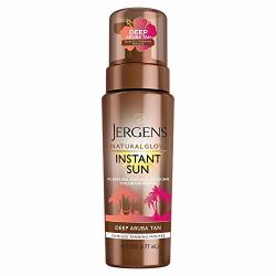 Jergens Natural Glow Instant Sun Sunless Tanning Mousse For Body Deep Aruba Tan 6 Ounce