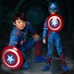 Captain America Muscles Costume For Kids - Age 7-8