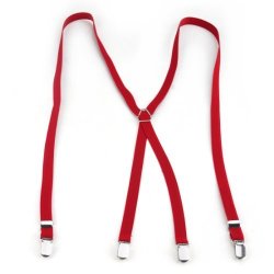 TopTie Men's Skinny Suspenders 1 2"INCH 1.5CM X-back Clip Suspenders-red