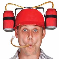 Novelty Place Drinking Helmet Can Holder Drinker Hat Cap Party Hat, Red