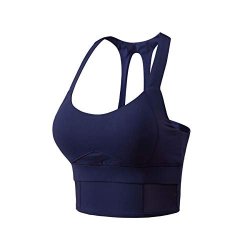 Seamless Sports Bra High Impact Women Padded Yoga Bra Running Vest Shockproof Workout Bra S Navy