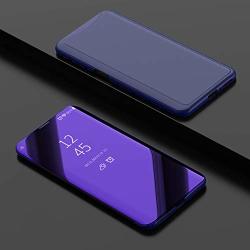 Oppo Find X Flip Case Eabuy Mirror Plating Hard PC +pu Leather Semi-transparent Standing View Case Cover For Oppo Find X Blue Purple