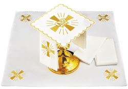 Altar Linen Set - Alpha & Omega Cross Design - 100% Polyester